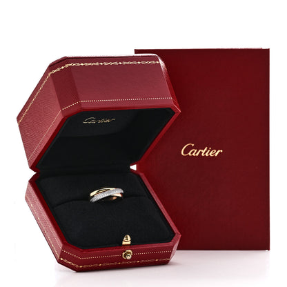 Cartier 18K White Yellow Pink Gold Diamond Small Trinity Paved Ring 54 7 5 of 5