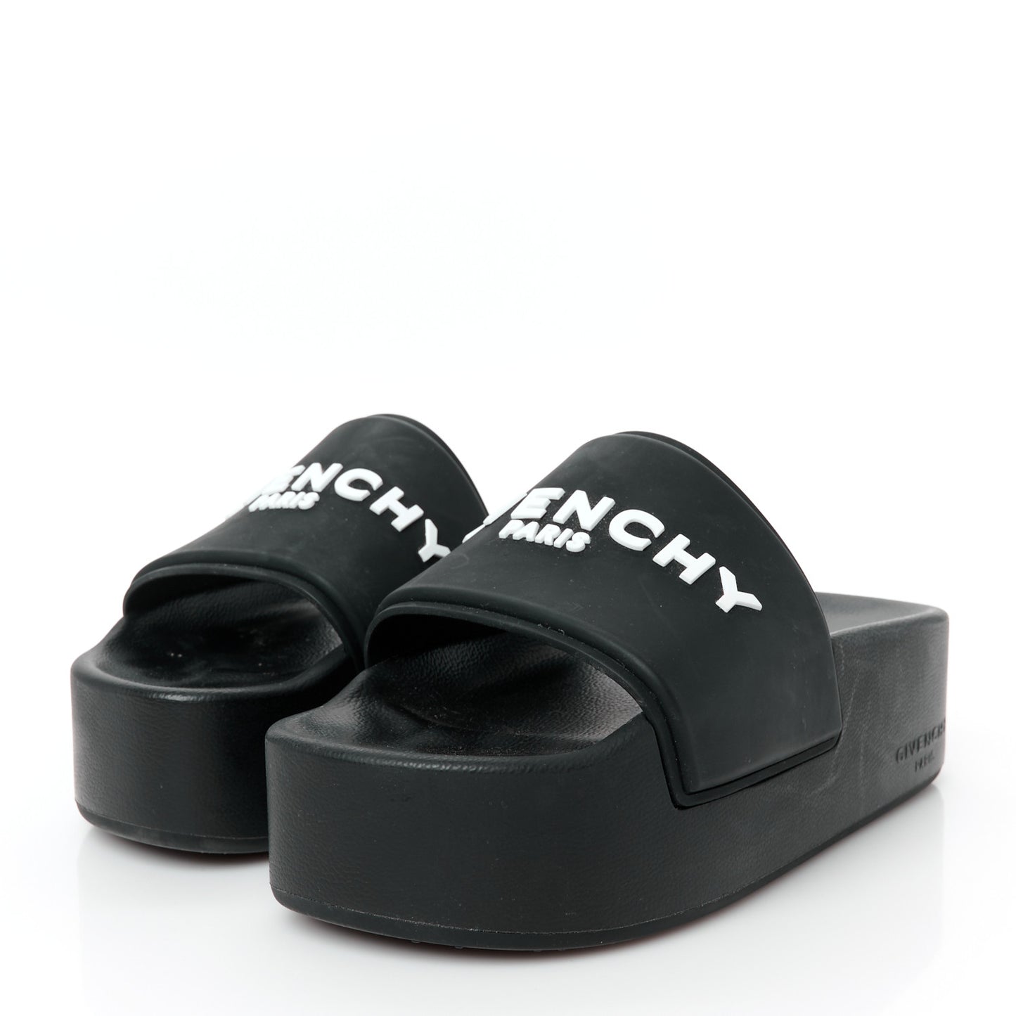 Rubber Logo Platform Slides 38 Black
