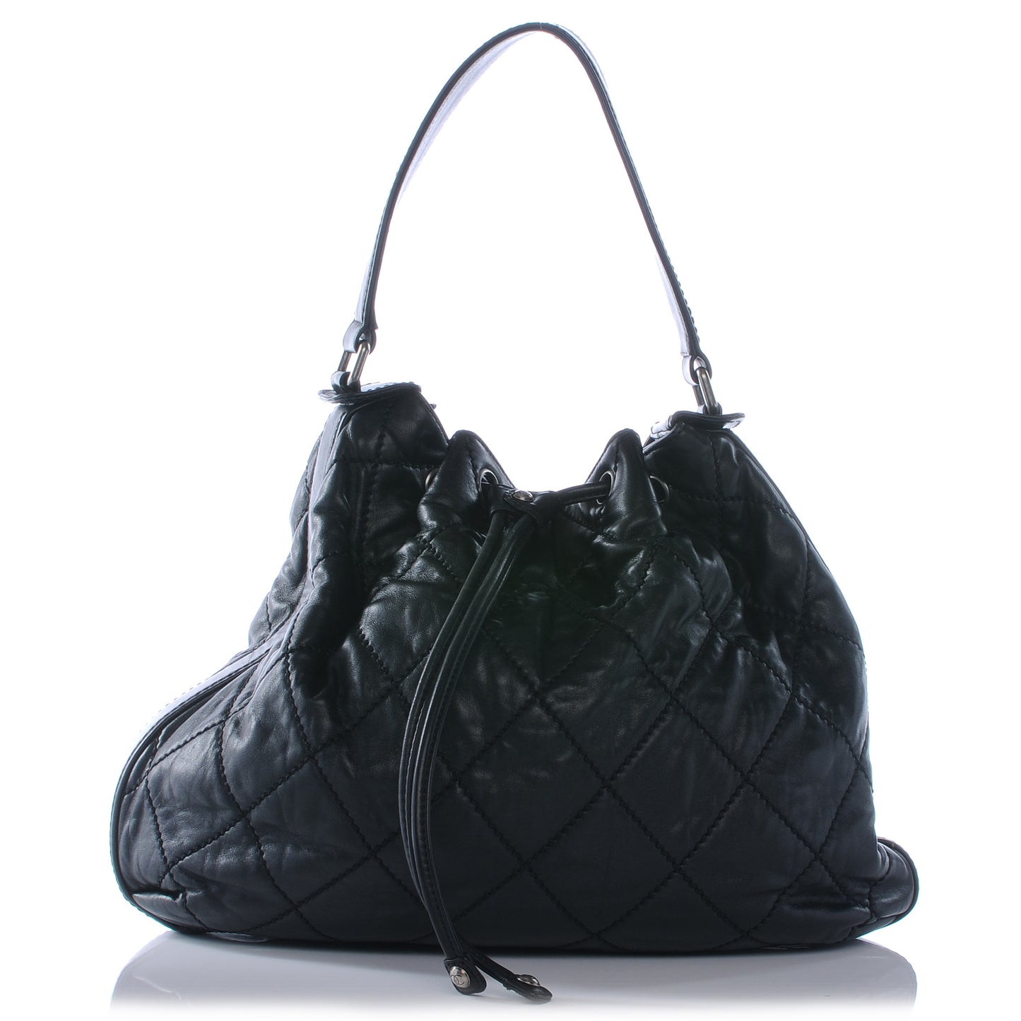 Calfskin Drawstring Bag Black