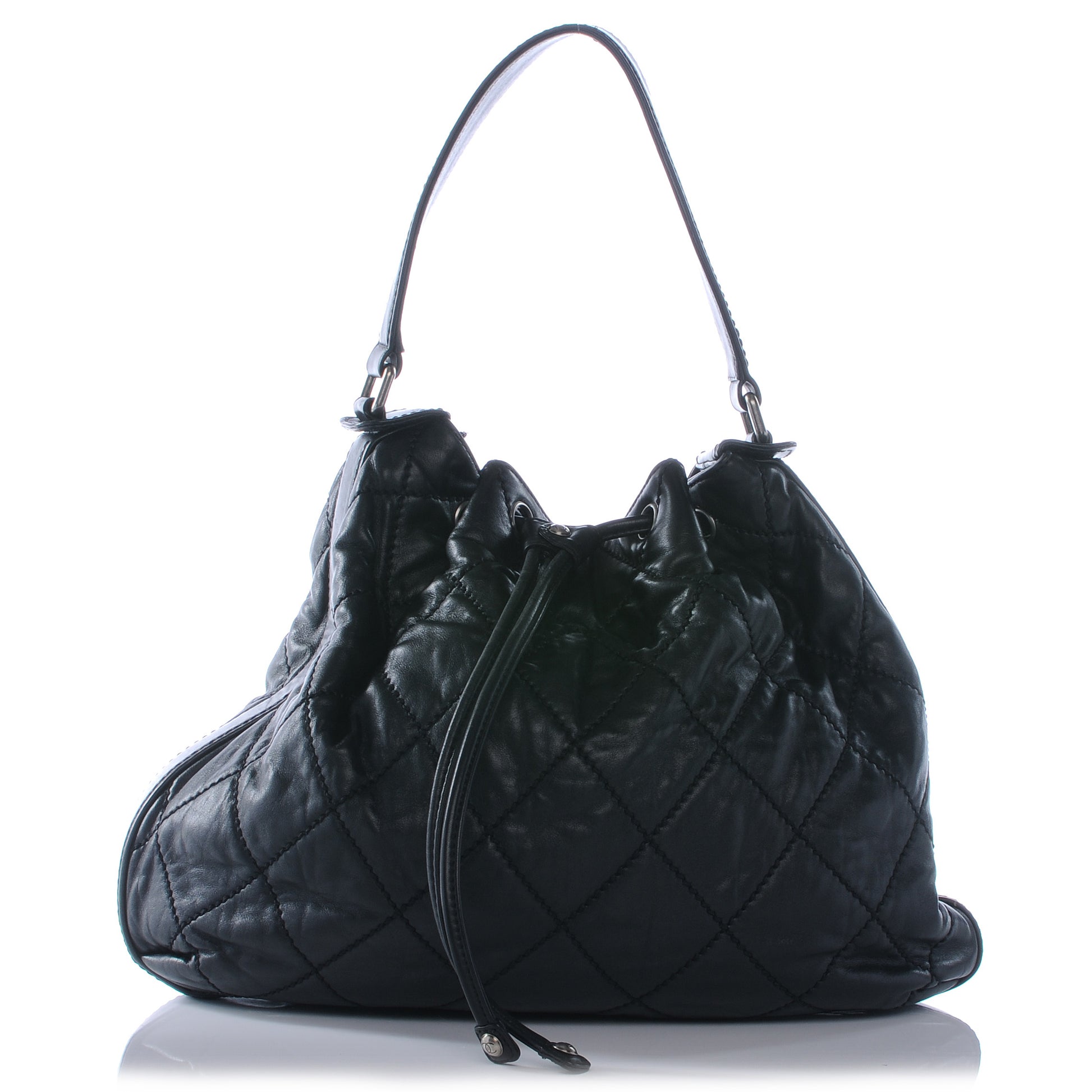 Chanel Calfskin Drawstring Bag Black 1 of 7