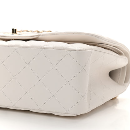 Chanel Caviar Quilted Jumbo Double Flap White 10 of 11