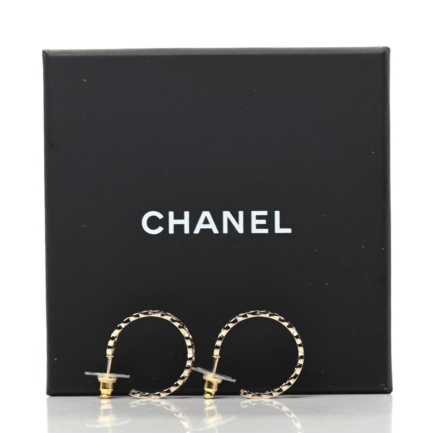 Metal CC Hoop Earrings Gold