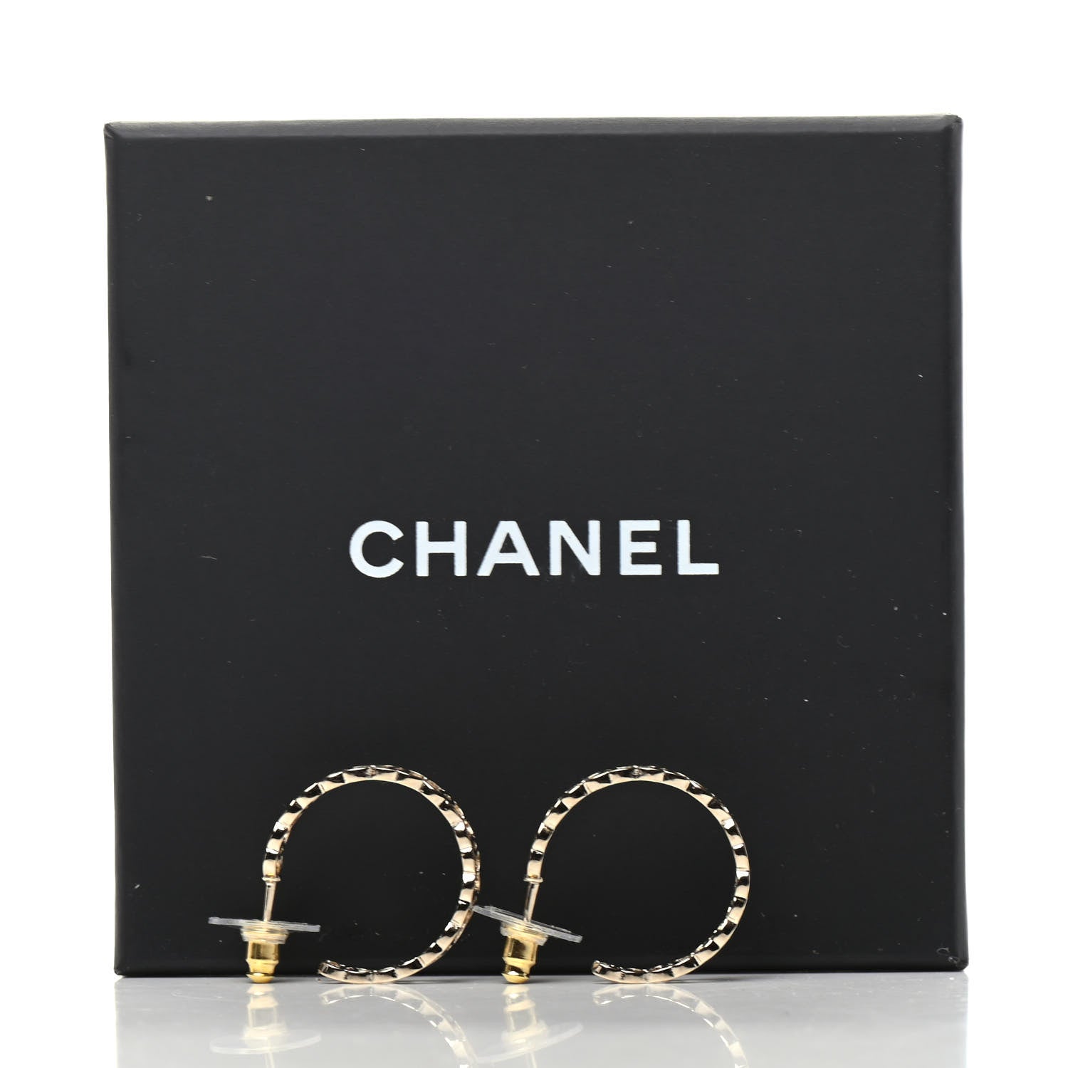 Chanel Metal CC Hoop Earrings Gold 4 of 4