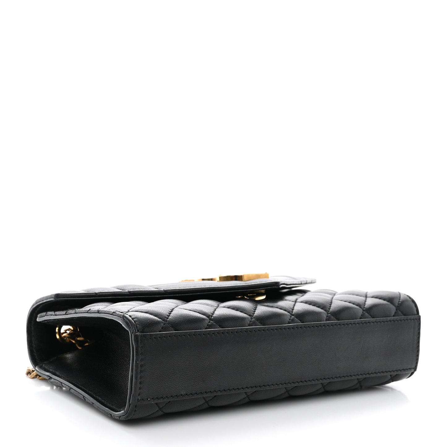 Grain De Poudre Textured Mixed Matelasse Triquilt Small Monogram Satchel Black