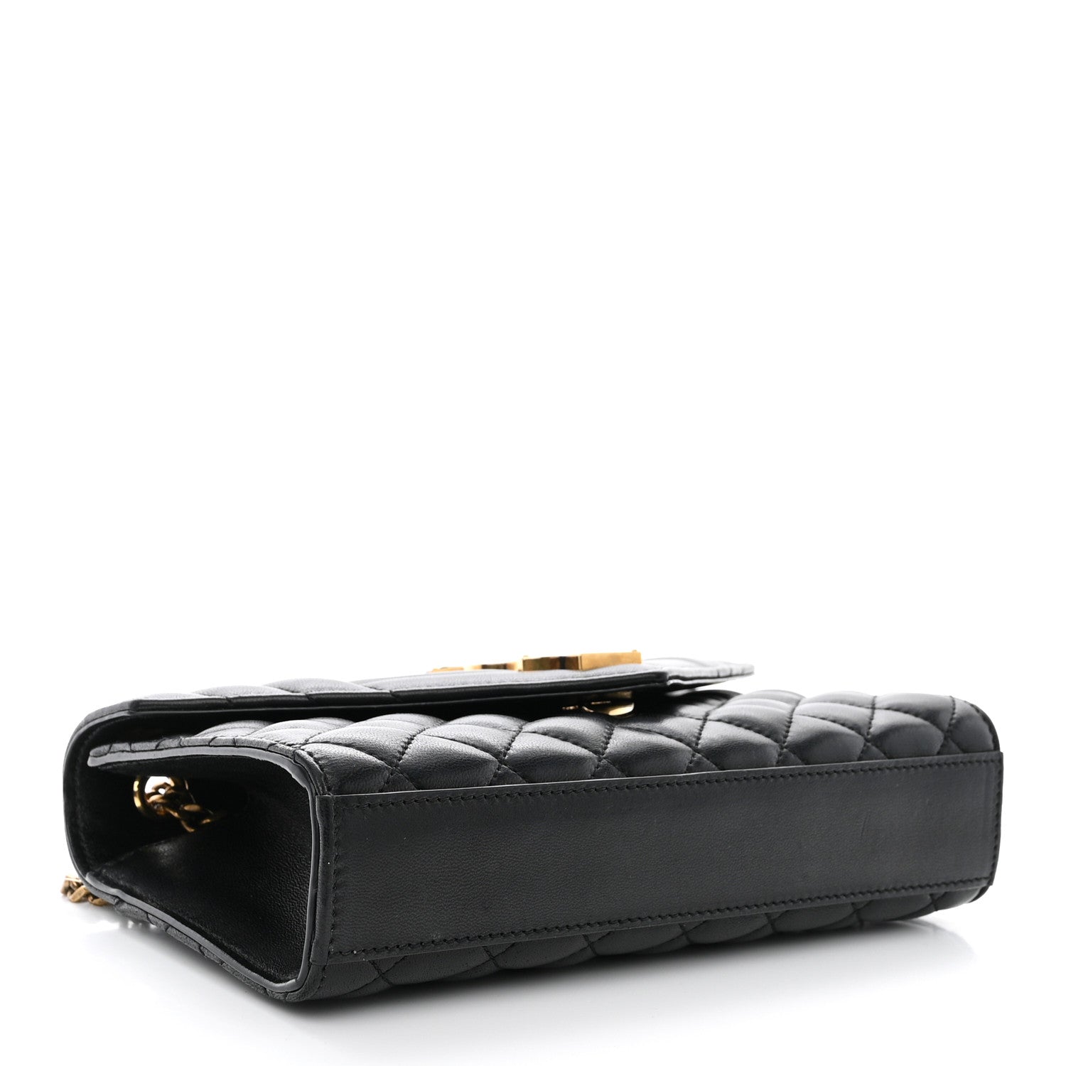 Saint Laurent Grain De Poudre Textured Mixed Matelasse Triquilt Small Monogram Satchel Black 4 of 11
