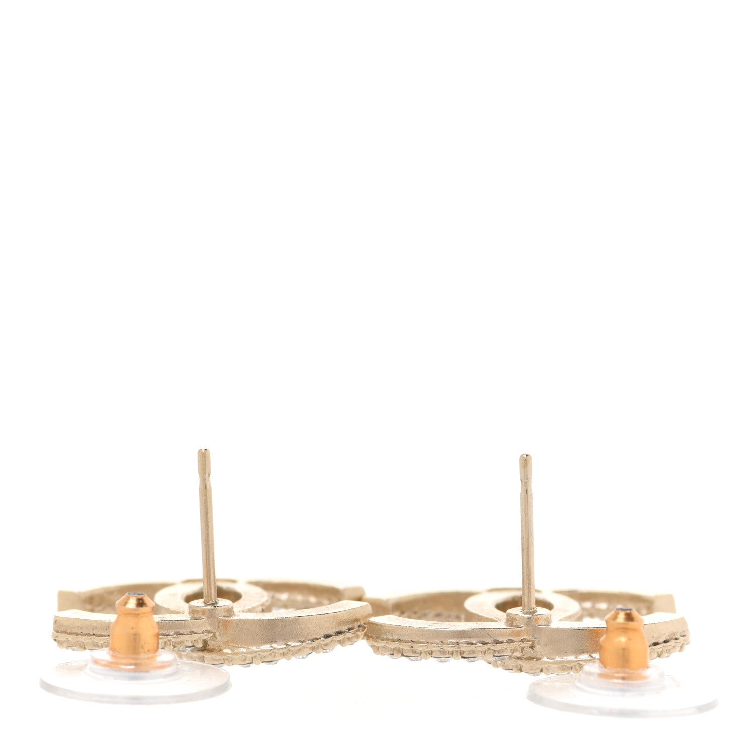 Chanel Crystal CC Earrings Light Gold 3 of 5