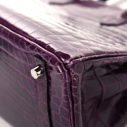 Hermes Shiny Niloticus Crocodile Birkin 30 Amethyst 12 of 14