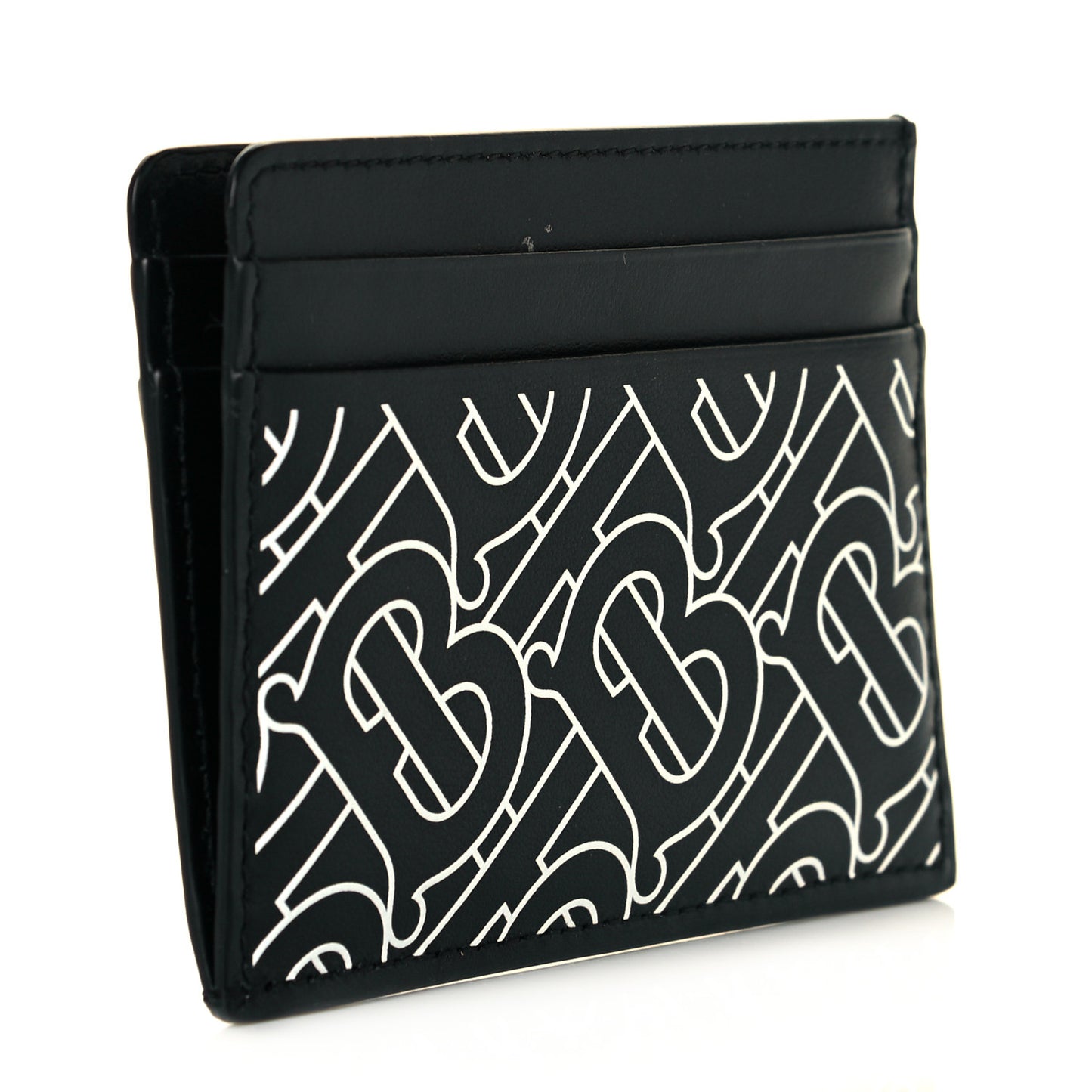Calfskin Embossed Monogram Card Case Black White