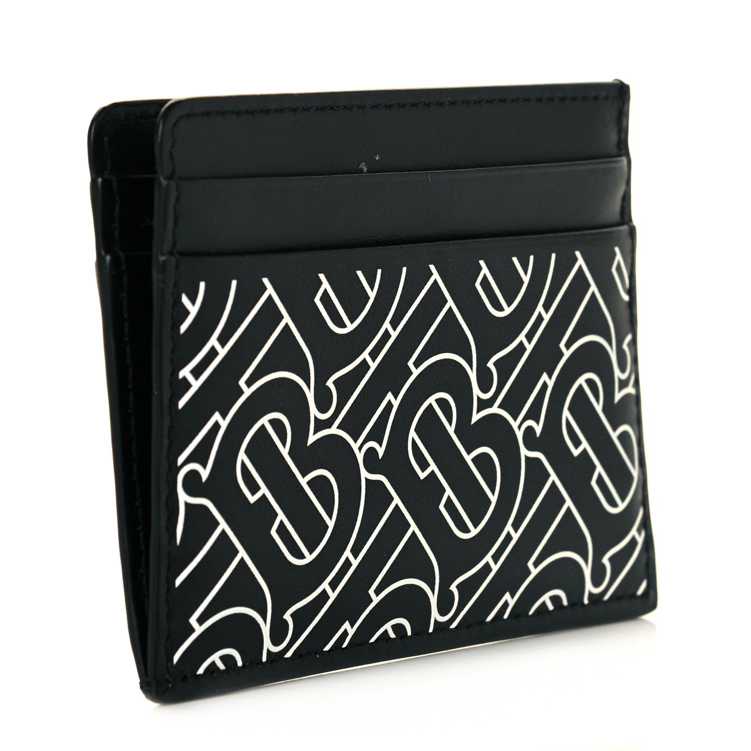 Burberry Calfskin Embossed Monogram Card Case Black White 3 of 7