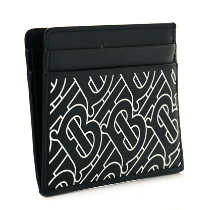 Burberry Calfskin Embossed Monogram Card Case Black White 3 of 7