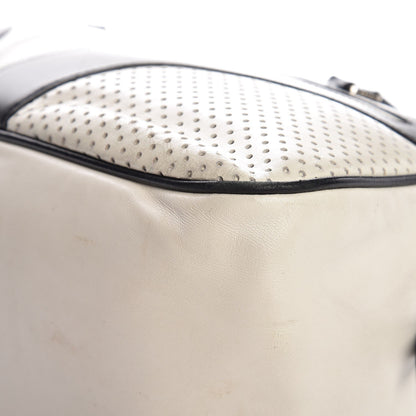 Prada Vitello Drive Perforated Bowling Bag Gesso Black 10 of 15
