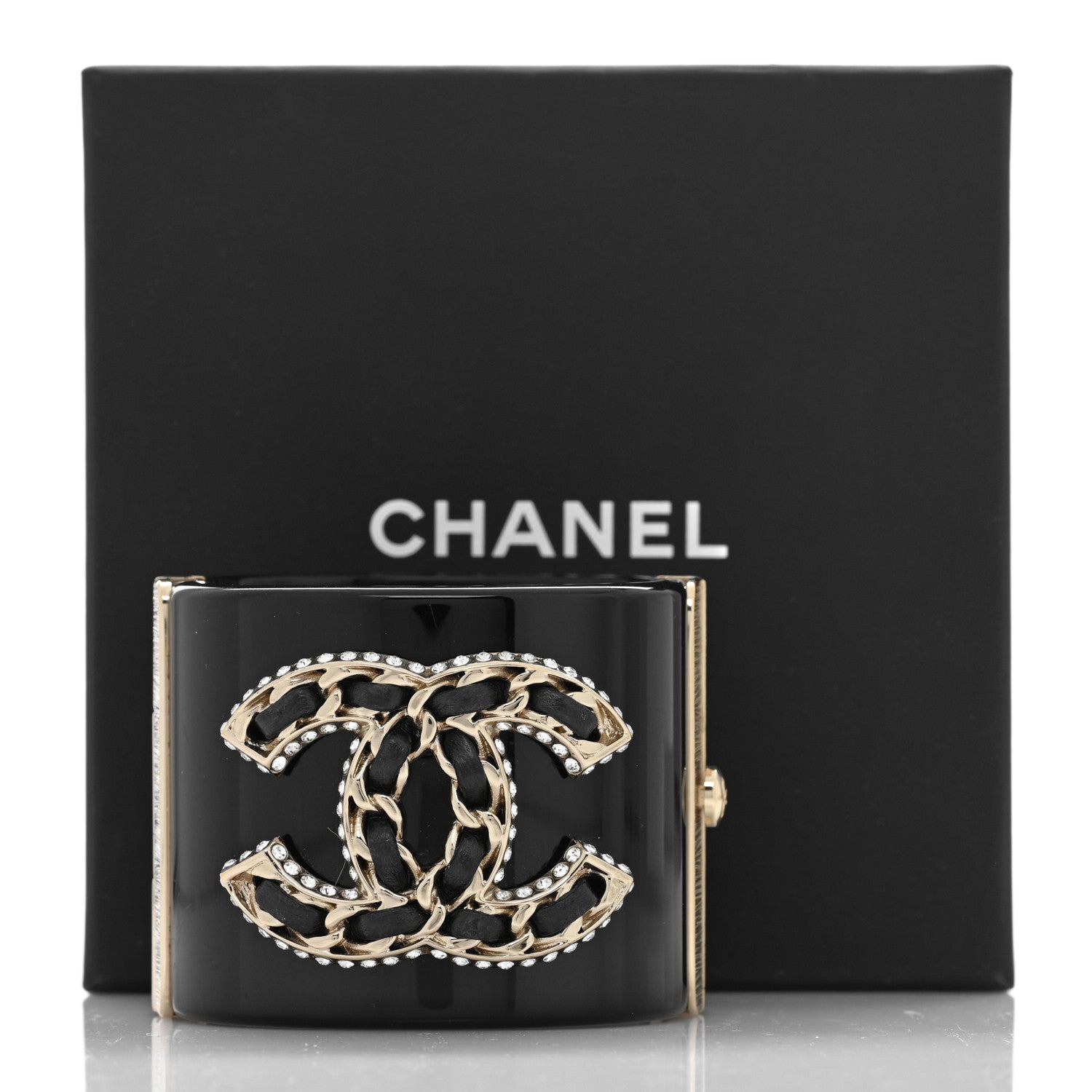 Chanel Resin Lambskin CC Cuff Black 5 of 5