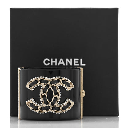Chanel Resin Lambskin CC Cuff Black 5 of 5