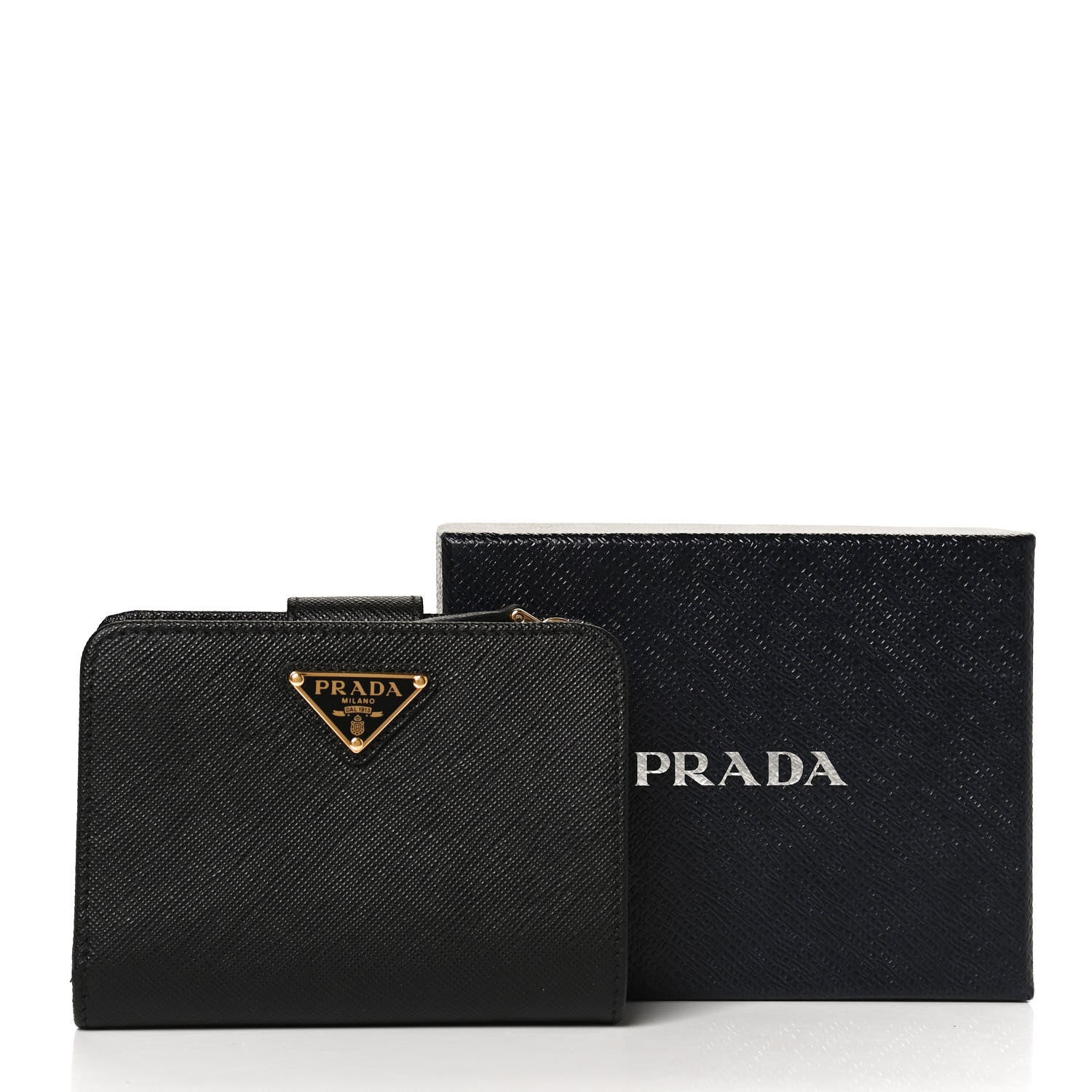 Prada Saffiano Metal Compact Wallet Black 10 of 10