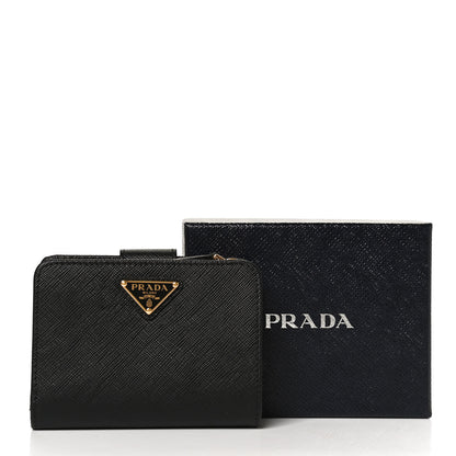 Prada Saffiano Metal Compact Wallet Black 10 of 10