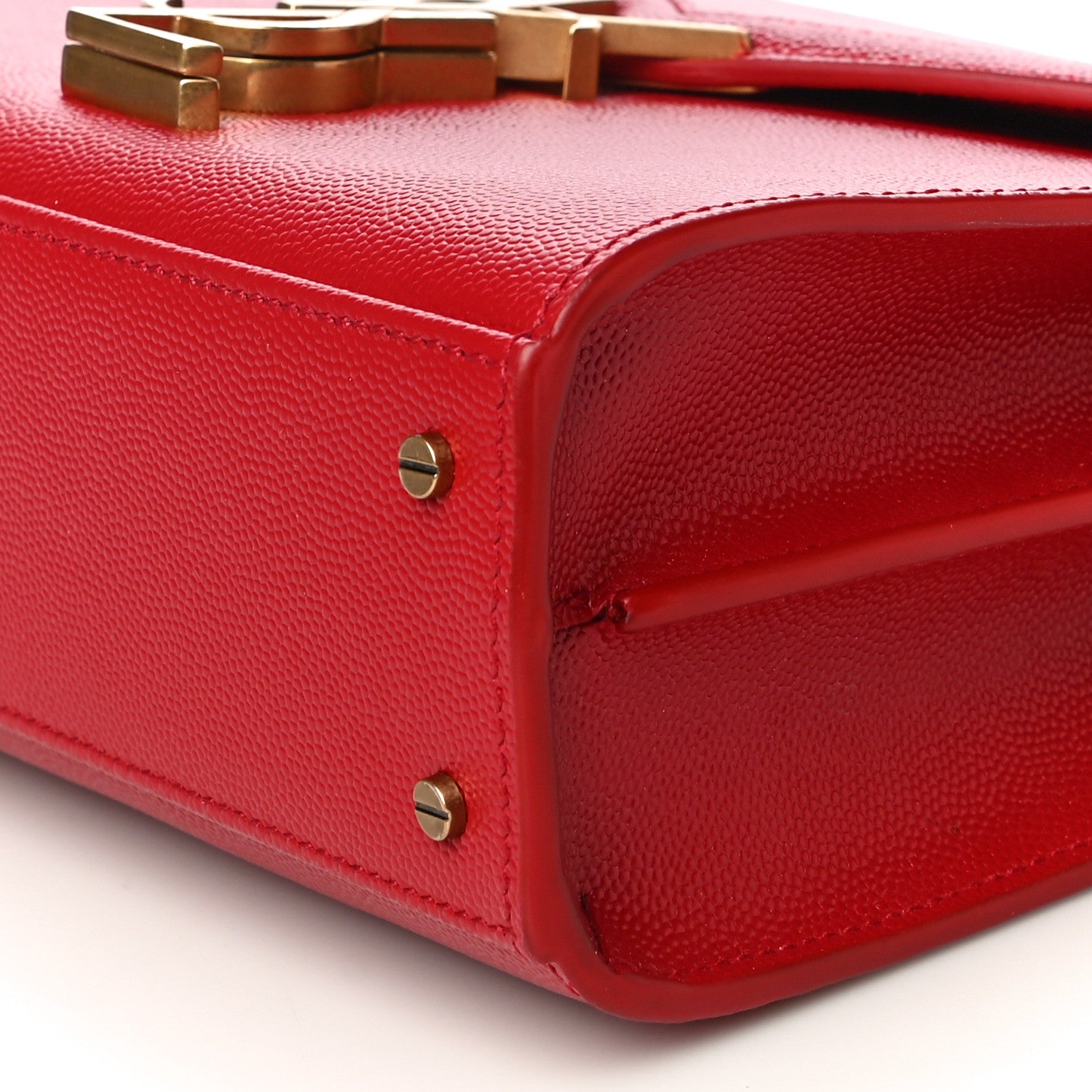 Saint Laurent Grain de Poudre Mini Classic Monogram Cassandra Top Handle Red 10 of 10