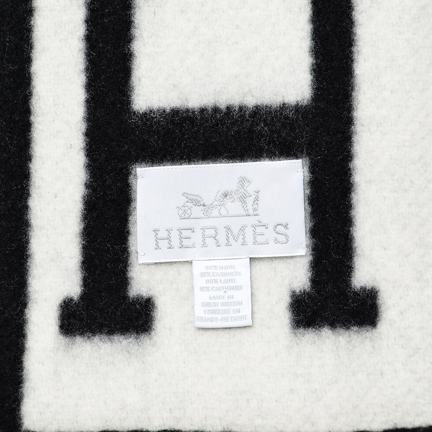 Hermes Wool Cashmere Avalon III Blanket Ecru Gris Fonce 4 of 4