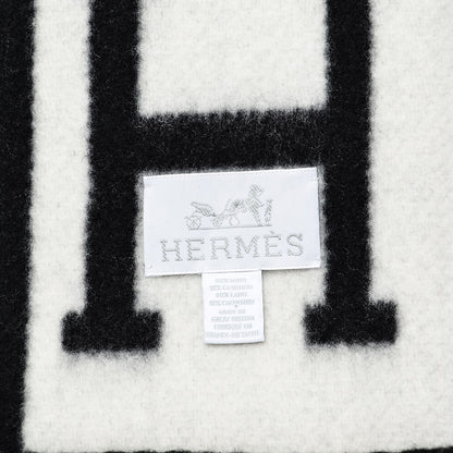 Hermes Wool Cashmere Avalon III Blanket Ecru Gris Fonce 4 of 4