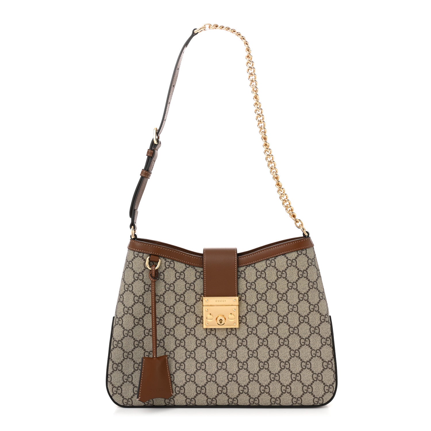 Gucci GG Supreme Monogram Medium Padlock Shoulder Bag Beige Ebony Brown Sugar 1 of 10