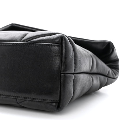 Saint Laurent Lambskin Quilted Toy Loulou Puffer Monogram Chain Satchel Black 10 of 10