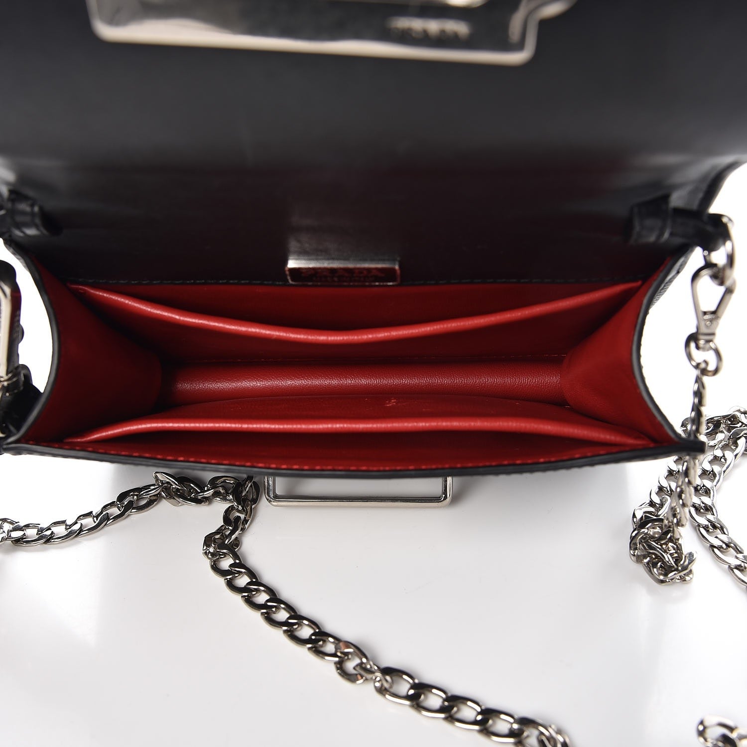 Prada City Calfskin Cahier Chain Wristlet Clutch Black 6 of 9