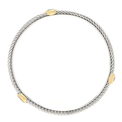 David Yurman Sterling Silver 18K Gold Citrine 3mm Color Classics Three Station Bangle 4 of 5
