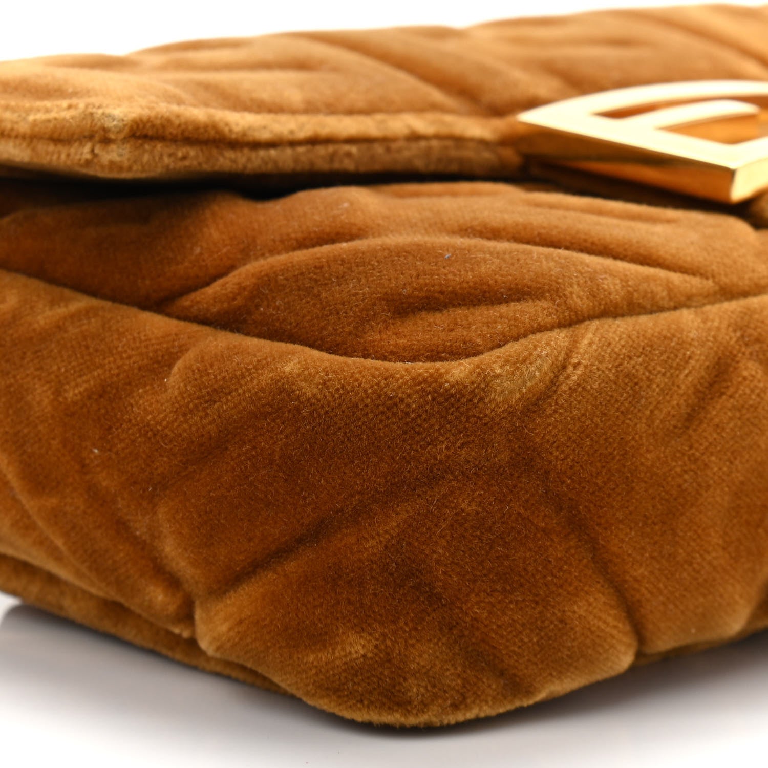 Fendi Velvet FF Embossed Hip Belt Baguette Bag Caramel 9 of 11