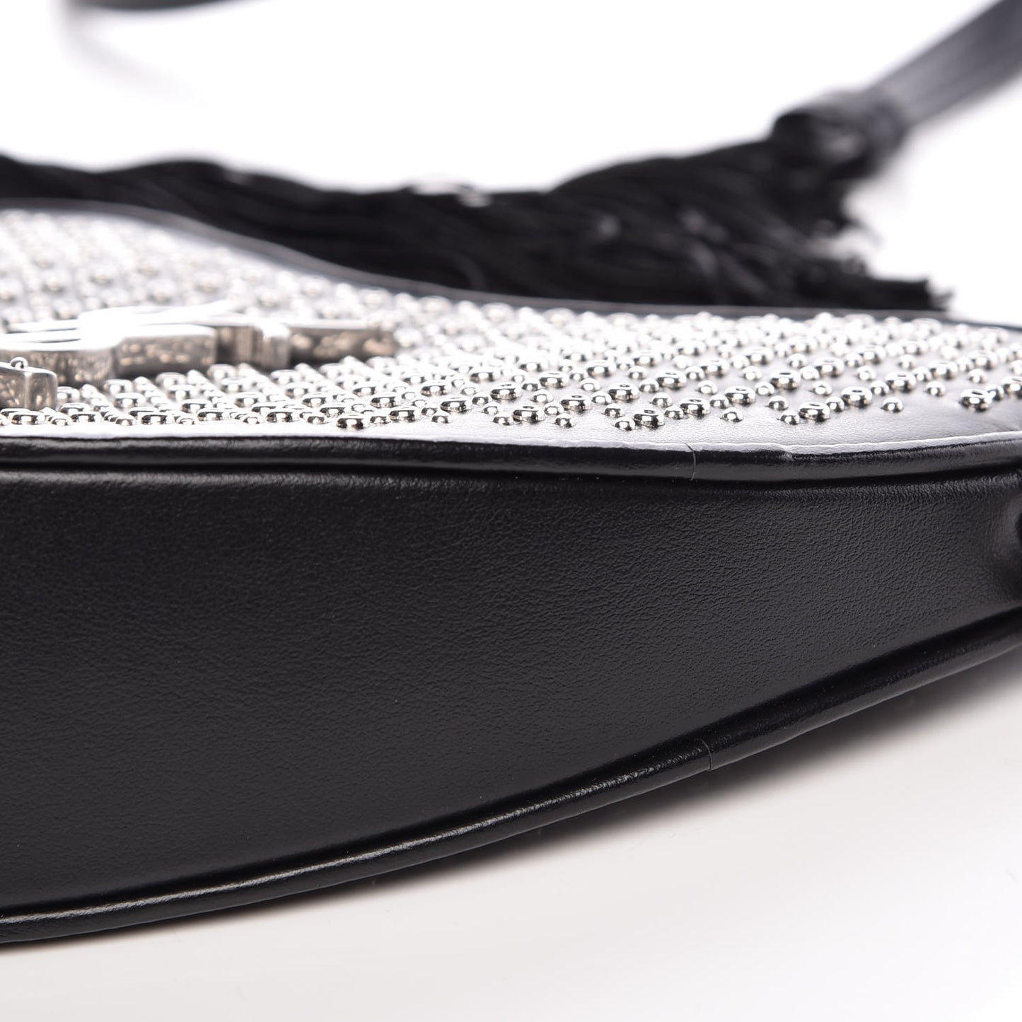 Calfskin Studded Monogram Heart Shoulder Bag Black