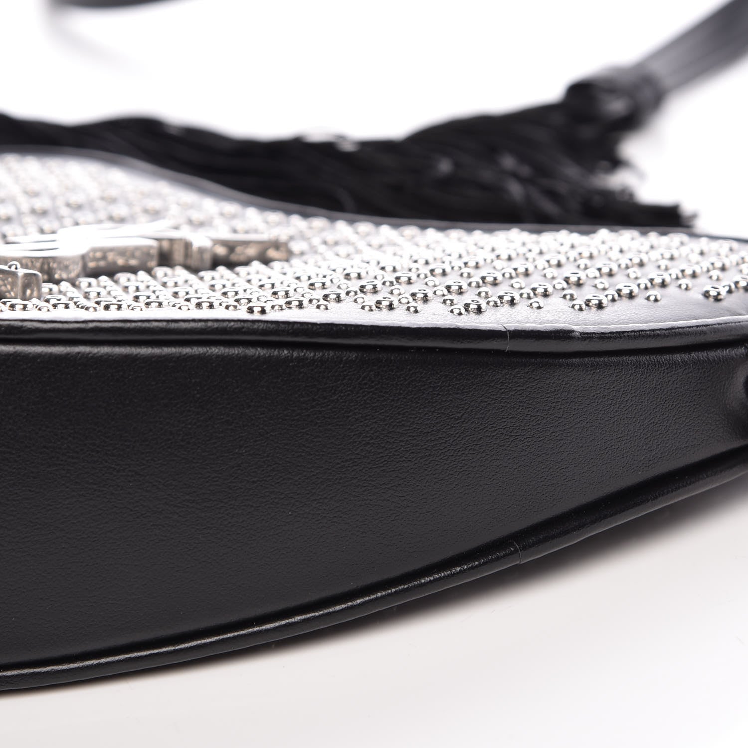 Saint Laurent Calfskin Studded Monogram Heart Shoulder Bag Black 9 of 10