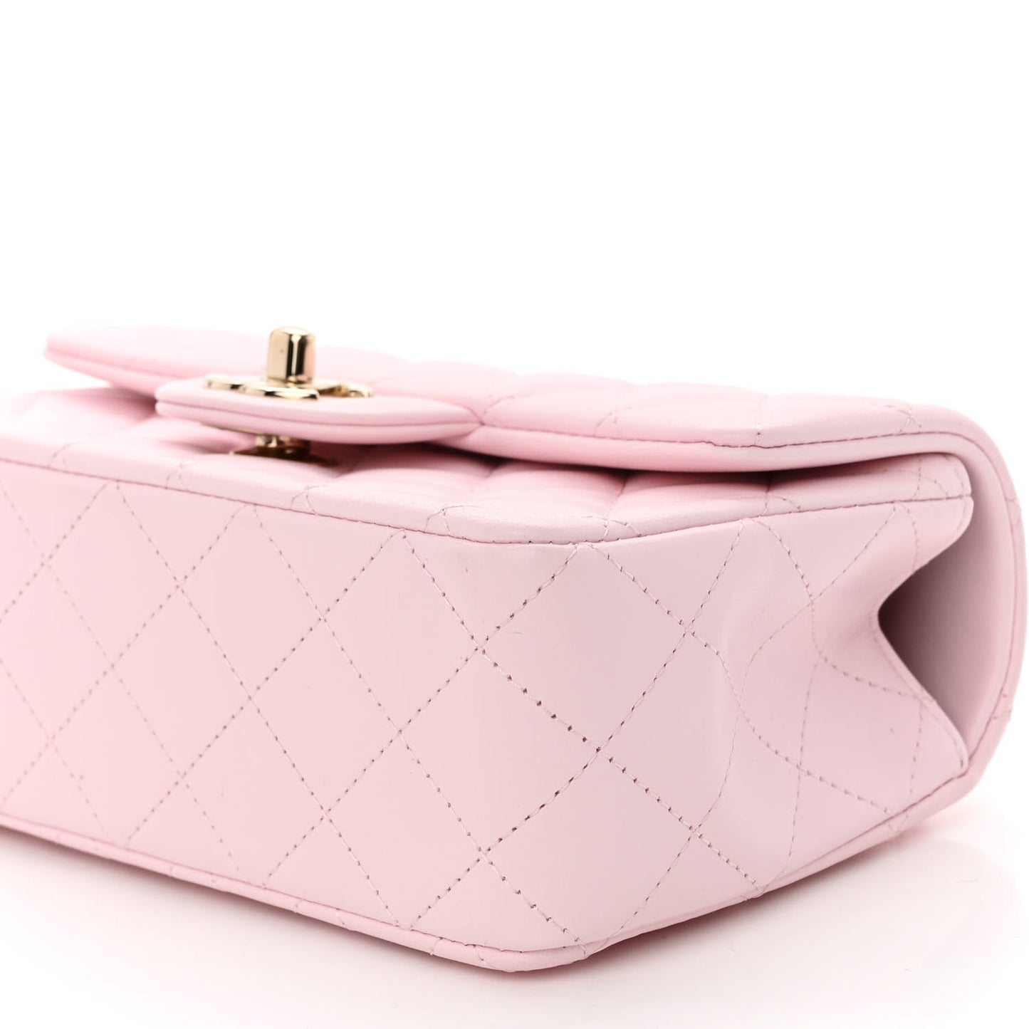 Lambskin Quilted Mini Top Handle Rectangular Flap Light Pink