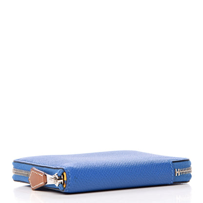 Hermes Epsom Silk'In Compact Wallet Bleu Zellige Jaune Ambre 4 of 7