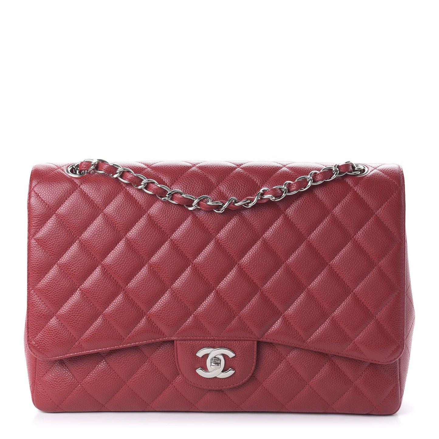 Caviar Quilted Maxi Single Flap Red