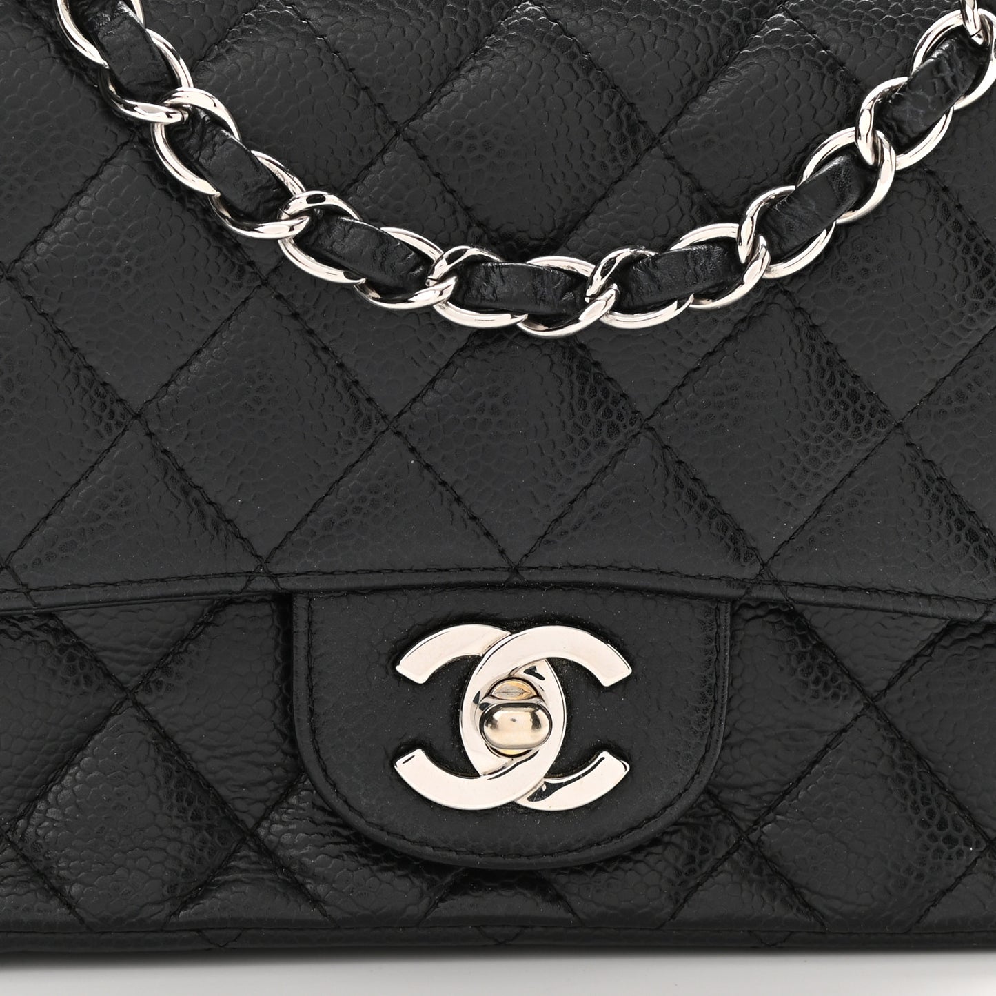 Caviar Quilted Mini Square Flap Black
