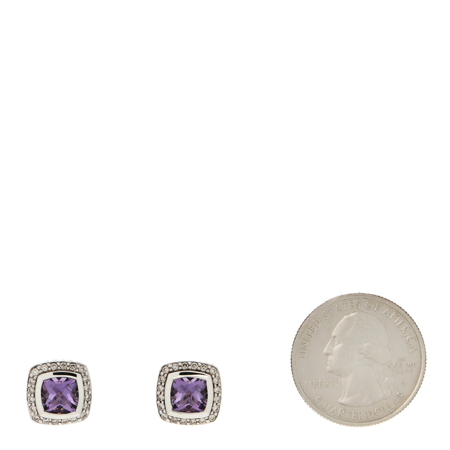 Sterling Silver Diamond Amethyst 5mm Petite Albion Earrings
