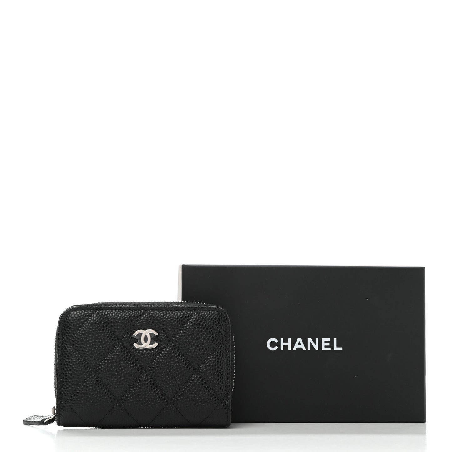 Caviar Quilted Classic Zipped Coin Purse Black