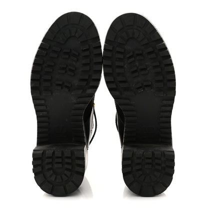 Valentino Garavani Calfskin Womens VLOGO 70mm Combat Boots 37.5 Black 6 of 10