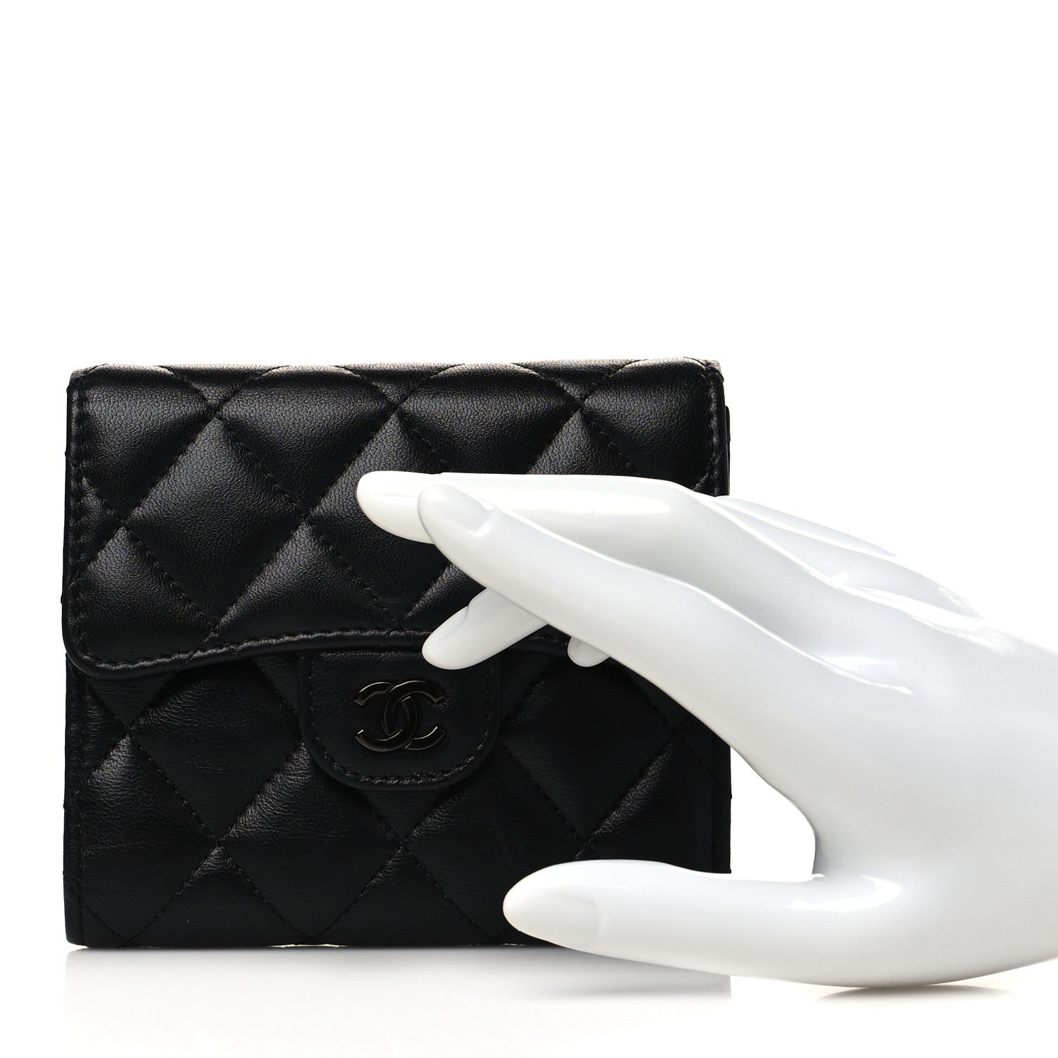 Chanel Lambskin Quilted Compact Flap Wallet So Black 3 of 10