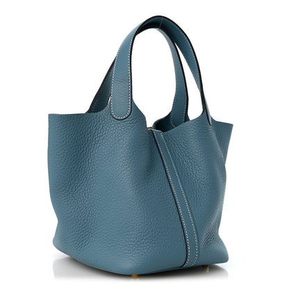 Hermes Taurillon Clemence Picotin Lock 18 PM New Blue Jean 3 of 11