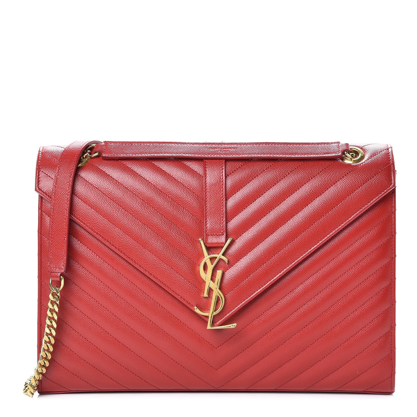 Grain De Poudre Matelasse Chevron Large Monogram Satchel Lipstick Red