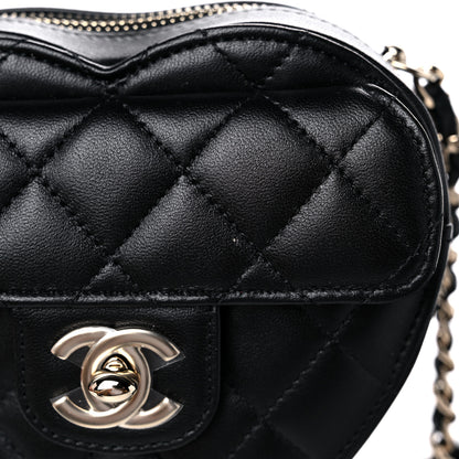 Chanel Lambskin Quilted CC In Love Heart Clutch With Chain Black 9 of 10