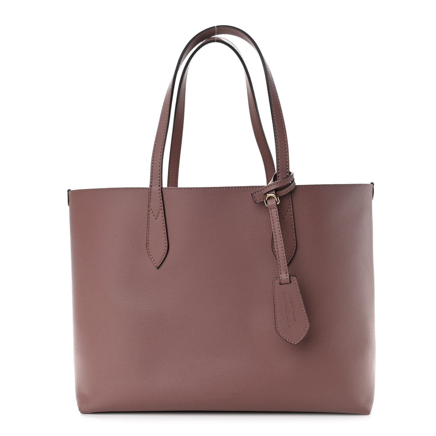 Burberry Grainy Calfskin Haymarket Check Medium Reversible Tote Light Elderberry 2 of 18