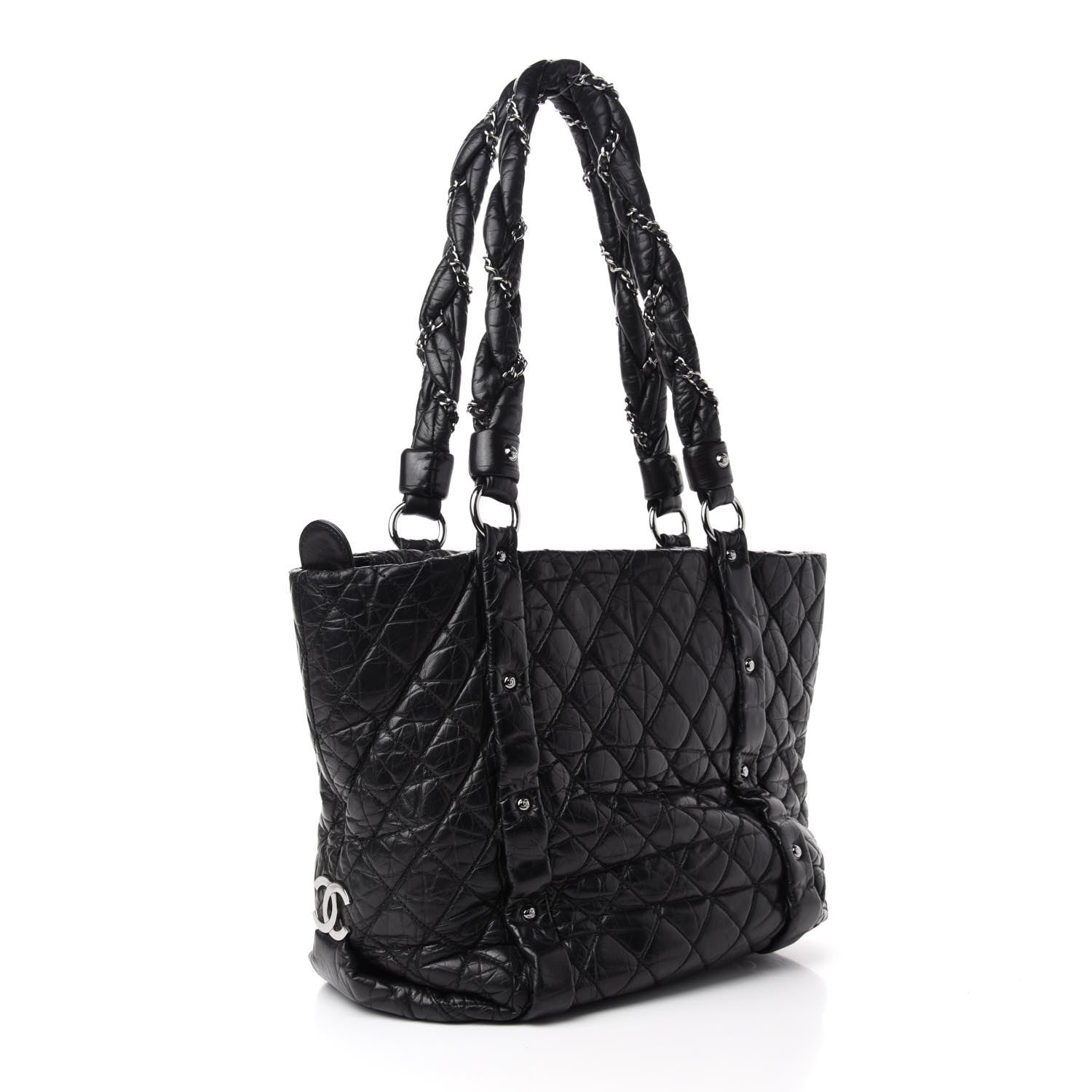 Chanel Distressed Lambskin Vintage Ligne Lady Braid Tote Black 3 of 10