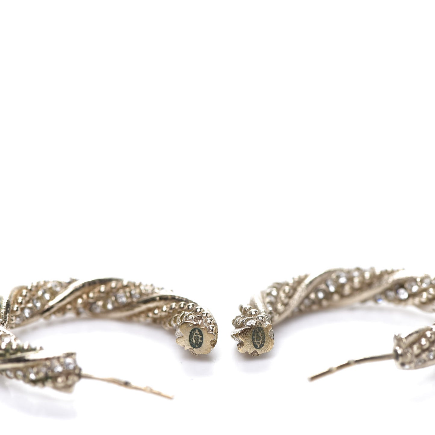 Crystal Twist CC Hoop Earrings Silver