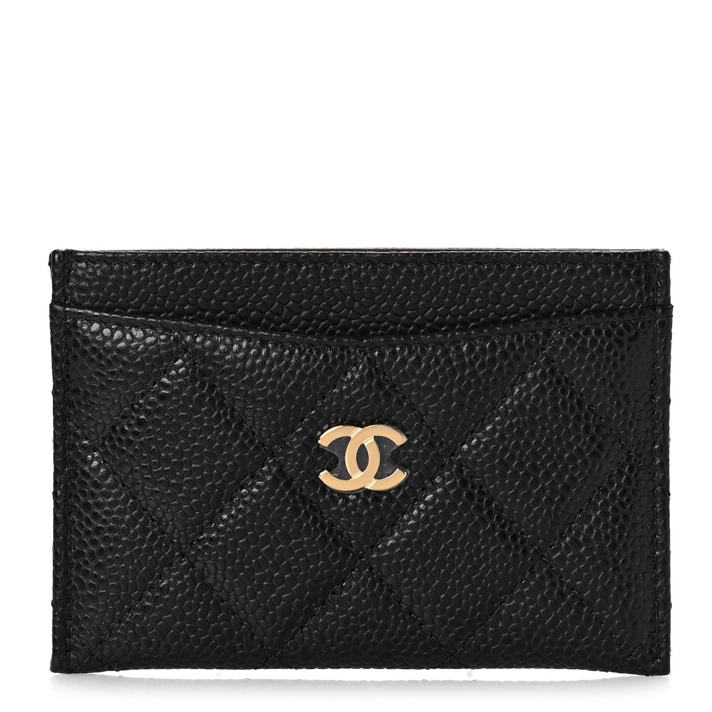 Caviar Quilted Card Holder Black