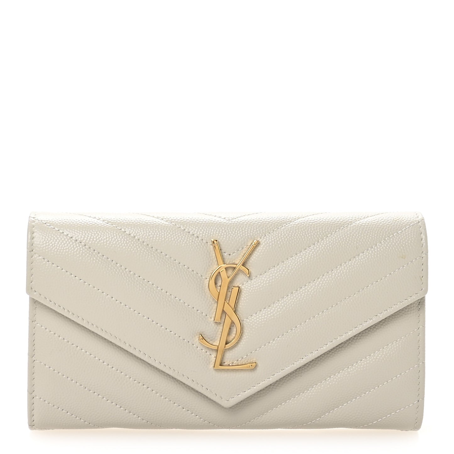 Grain De Poudre Matelasse Chevron Monogram Flap Wallet Crema Soft