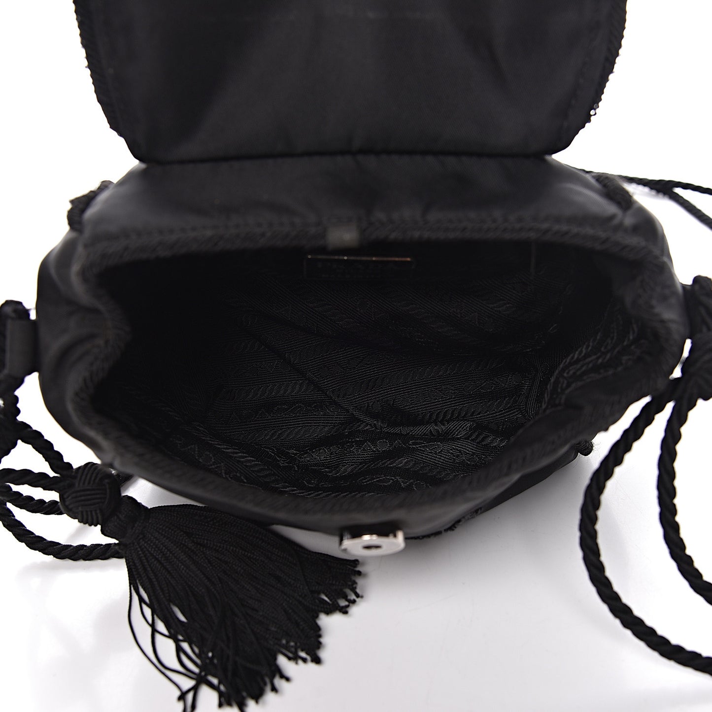 Tessuto Nylon Beaded Bag Black
