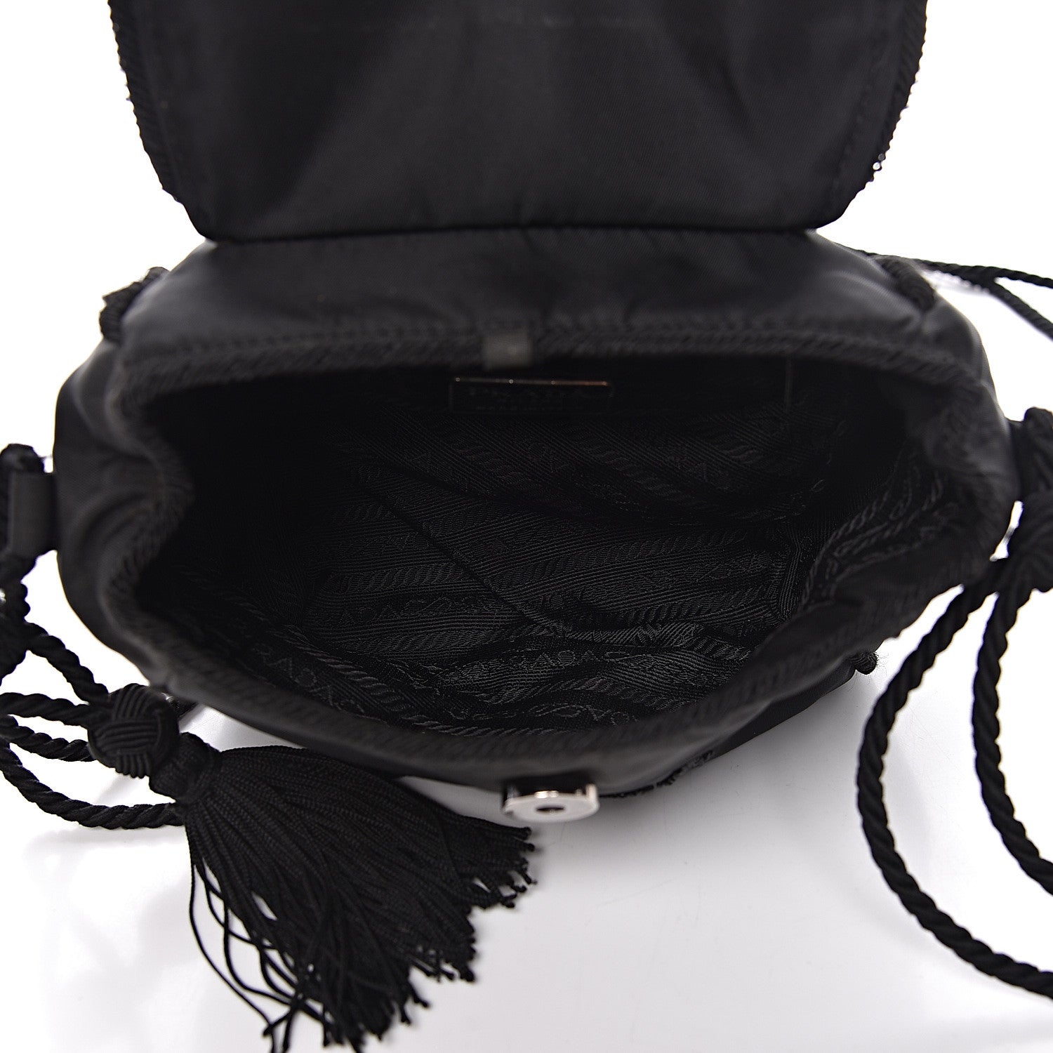 Prada Tessuto Nylon Beaded Bag Black 5 of 14