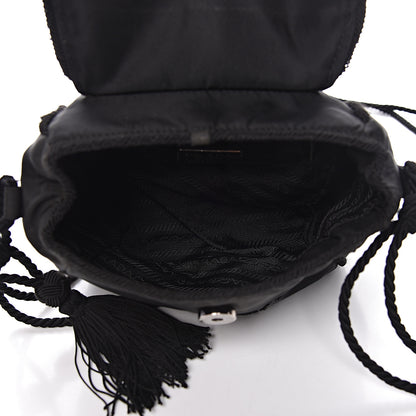 Prada Tessuto Nylon Beaded Bag Black 5 of 14