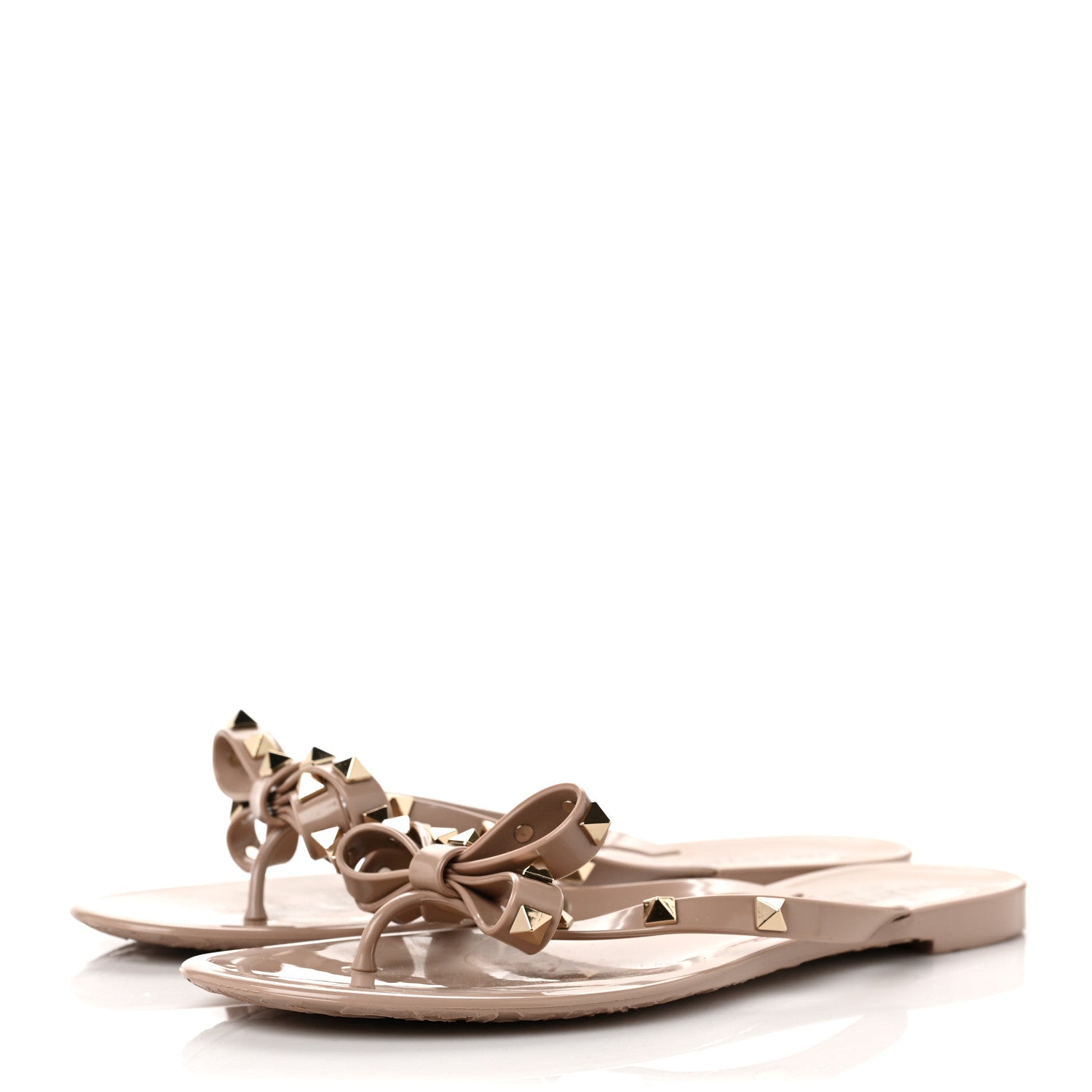 Valentino Garavani PVC Jelly Rockstud Bow Thong Sandals 39 Poudre 3 of 7