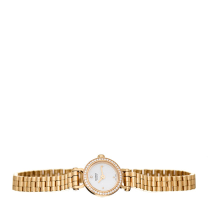 Hermes 18K Yellow Gold Diamond Bezel 16mm Faubourg Quartz Watch 2 of 4